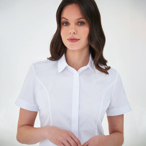 Brook Taverner Ladies Soave Short Sleeve Poplin Shirt Thumbnail