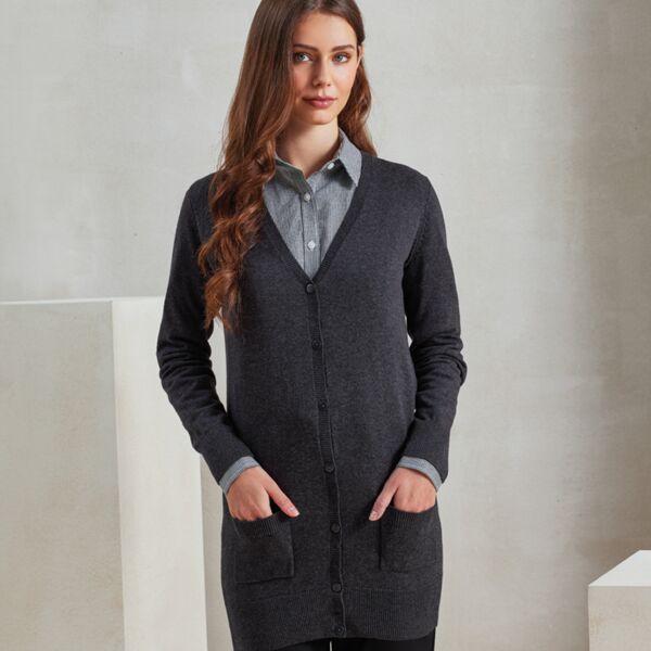 Premier Ladies Longline V Neck Cardigan Thumbnail